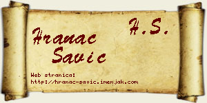 Hranac Savić vizit kartica